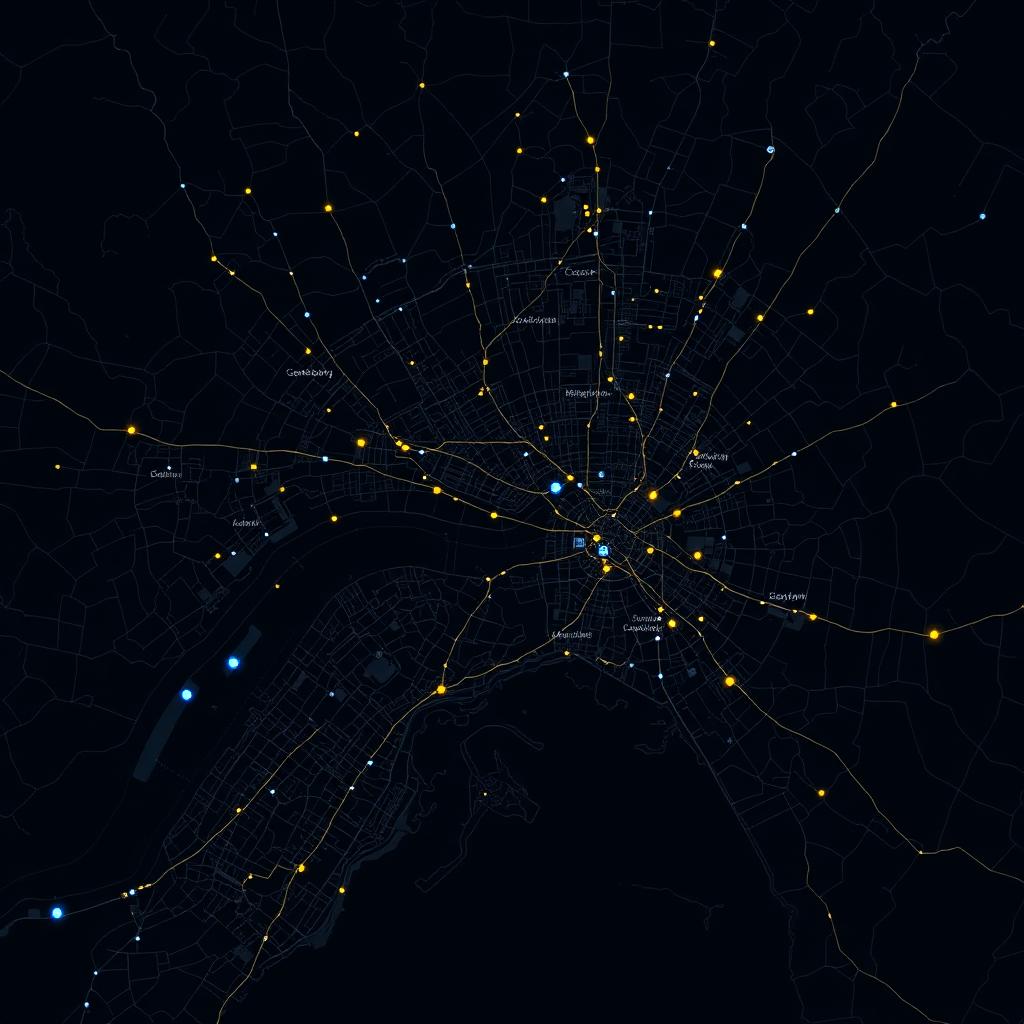 Datavisualisering över Göteborg med Göta älv och realtidsflöden från SMHI, Västtrafik och Trafikverket